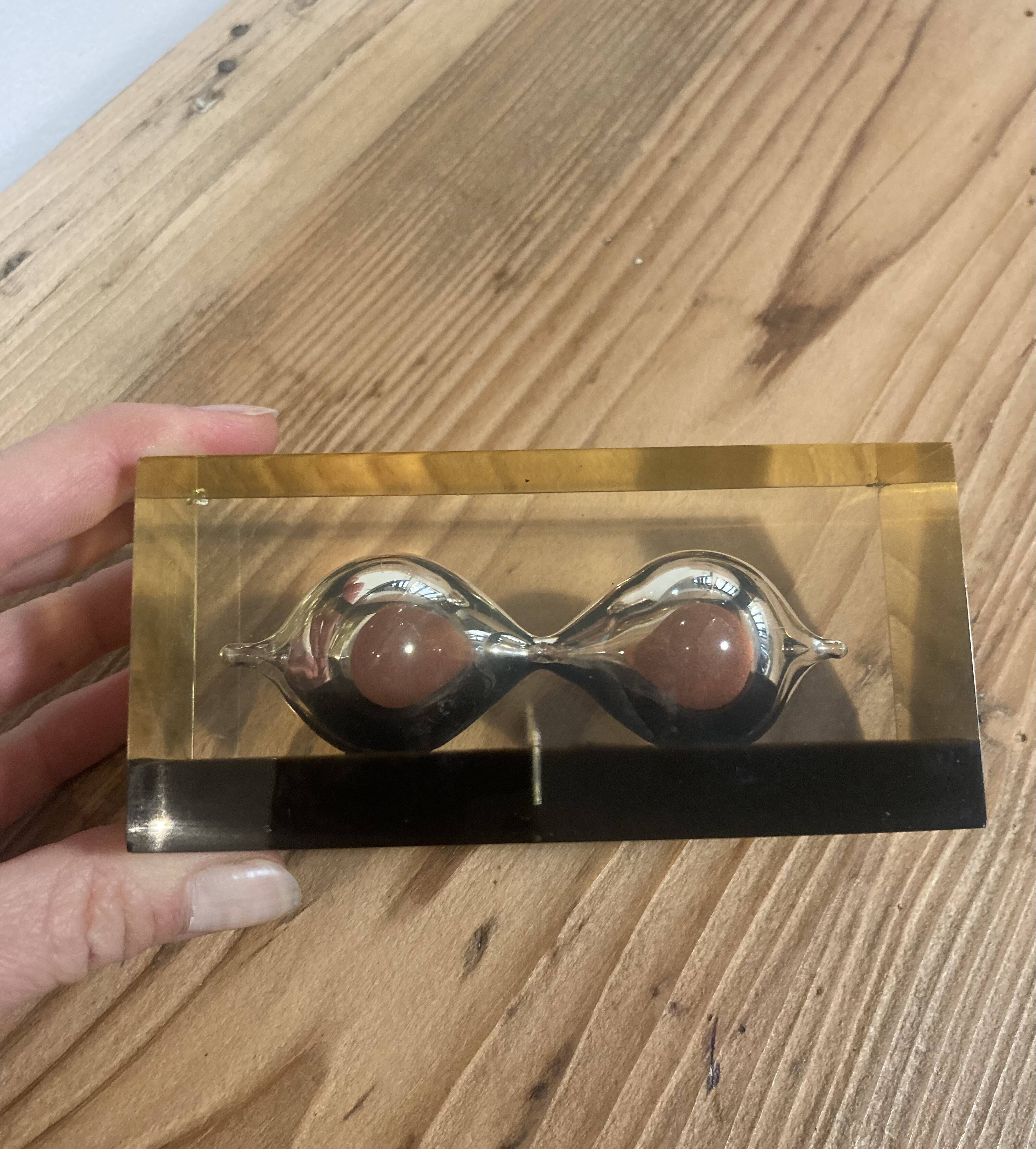 Pierre Giraudon resin hourglass paperweight