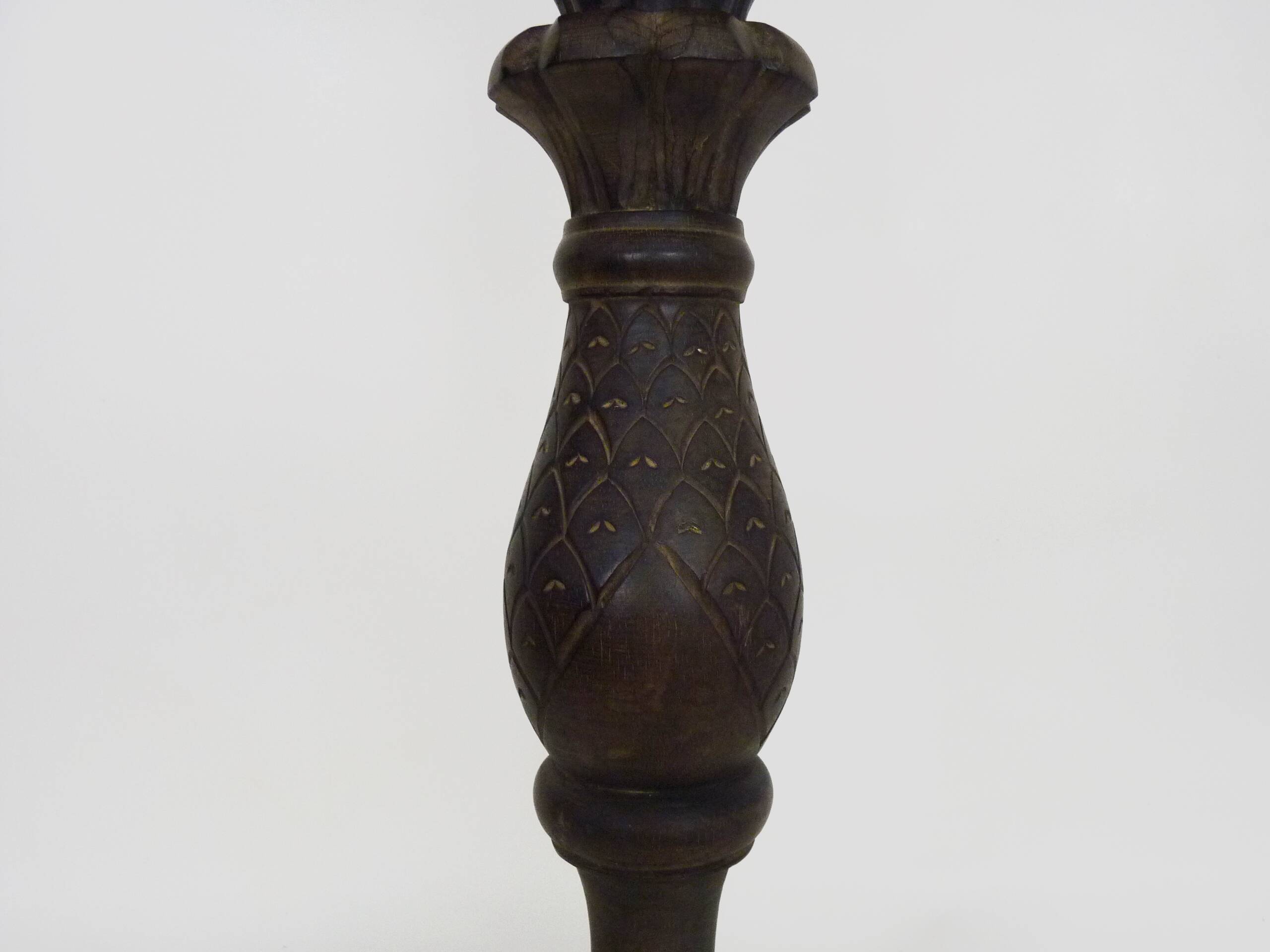 Carved and engraved wooden stool. 1960s 70s.