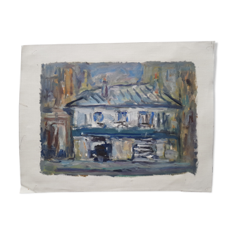 Nagao Usui painting: "The Blue House"