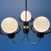 Suspended lamp with 3 glass balls and brass frame, Germany, 1960s