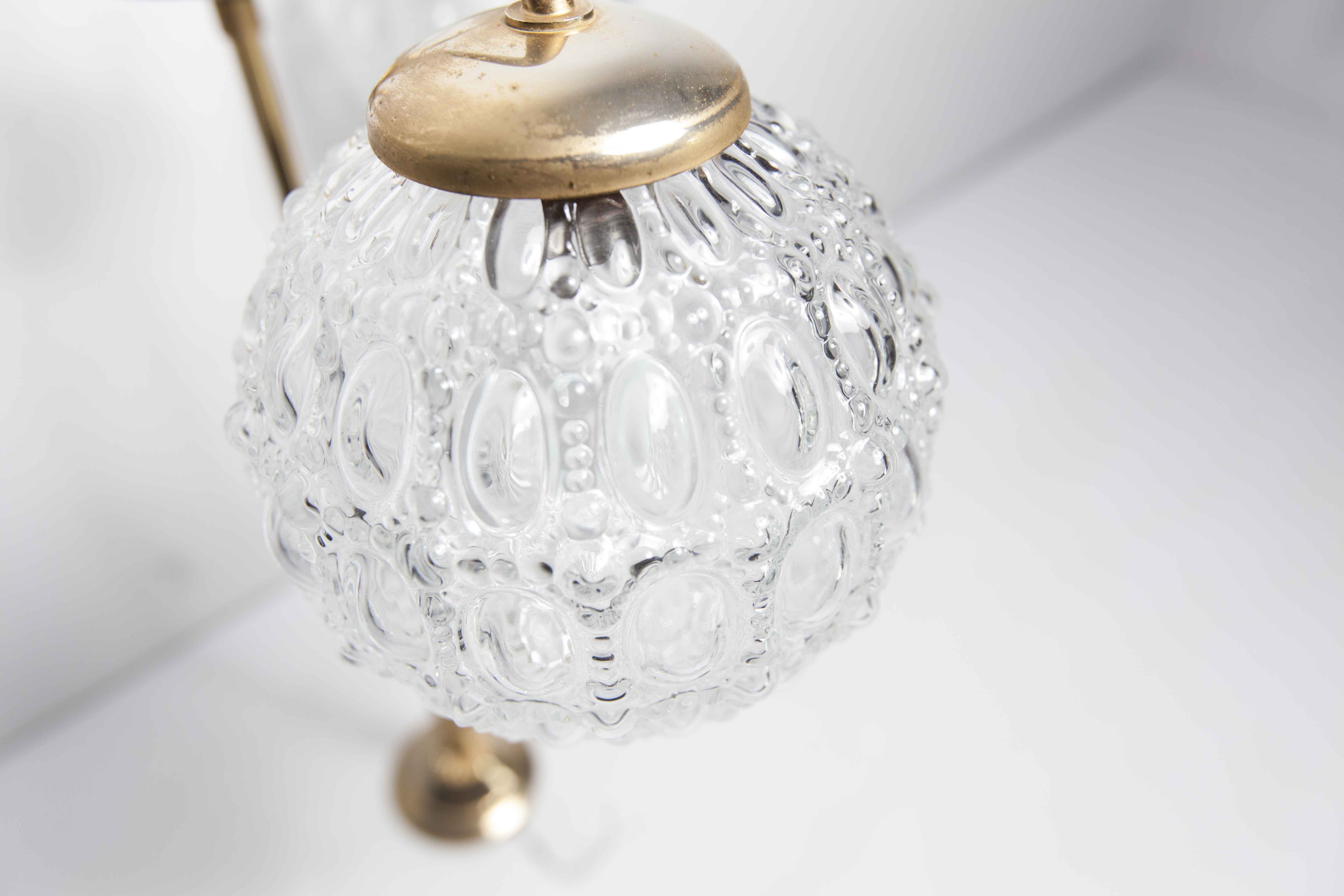 Brass ceiling and glass 3 balls 1960