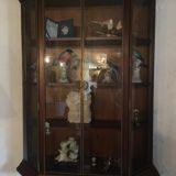 Wall display case for collection or other in wood, glass and brass