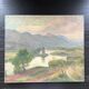 Tableau ancien paysage lac et montagne