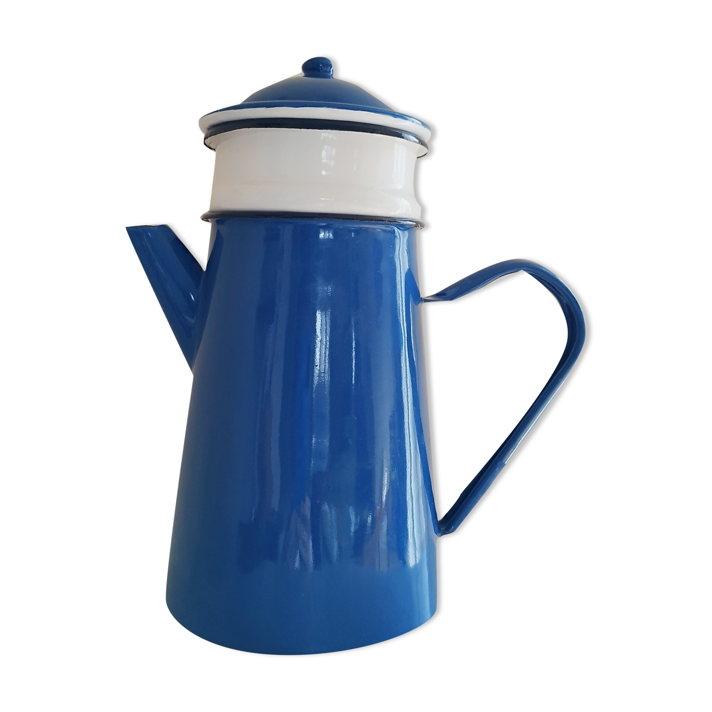 Blue enamelled coffee maker