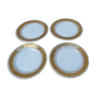 Ensemble de 4 assiettes à dessert Limoges Porcelaine de luxe ADP France