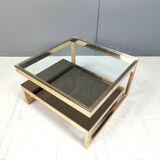 Table basse plaquée or 23 carats, années 1970