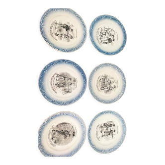 Lot 6 antique military humorous plates