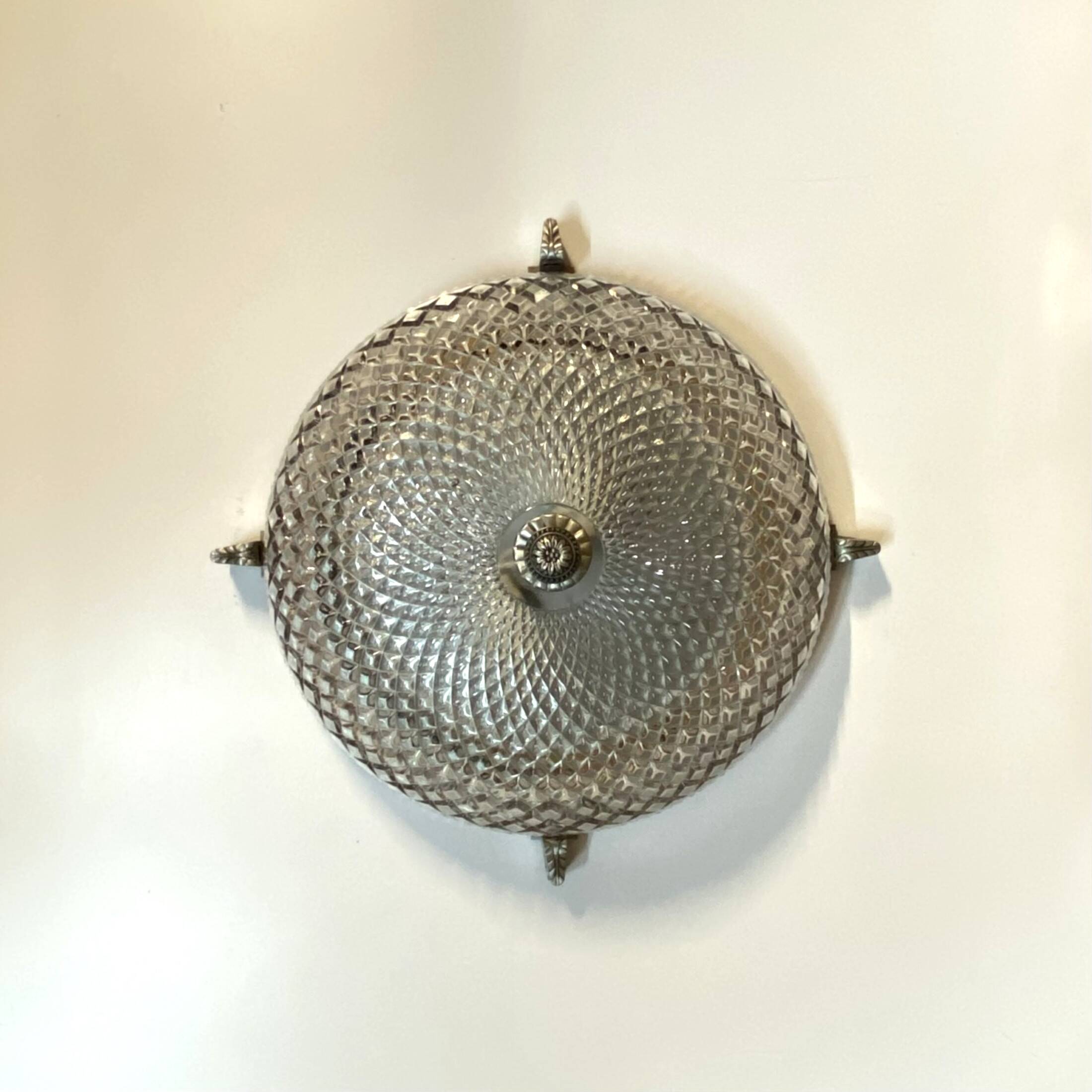 Large glass wall light 1950 vintage transparent old light fixture