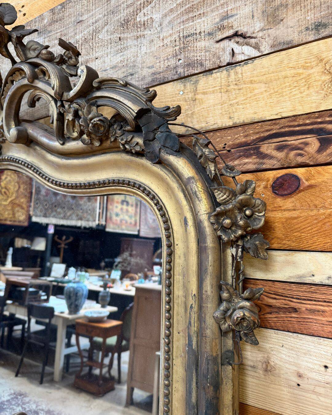 Large gilded mirror - 19th century
