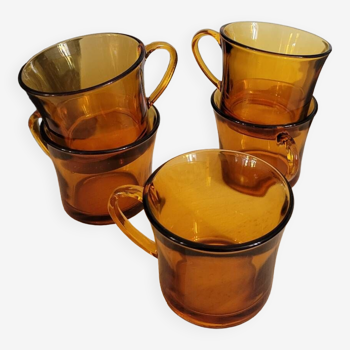 Lot de 5 tasses à café Duralex ambré