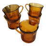 Set of 5 amber Duralex coffee cups