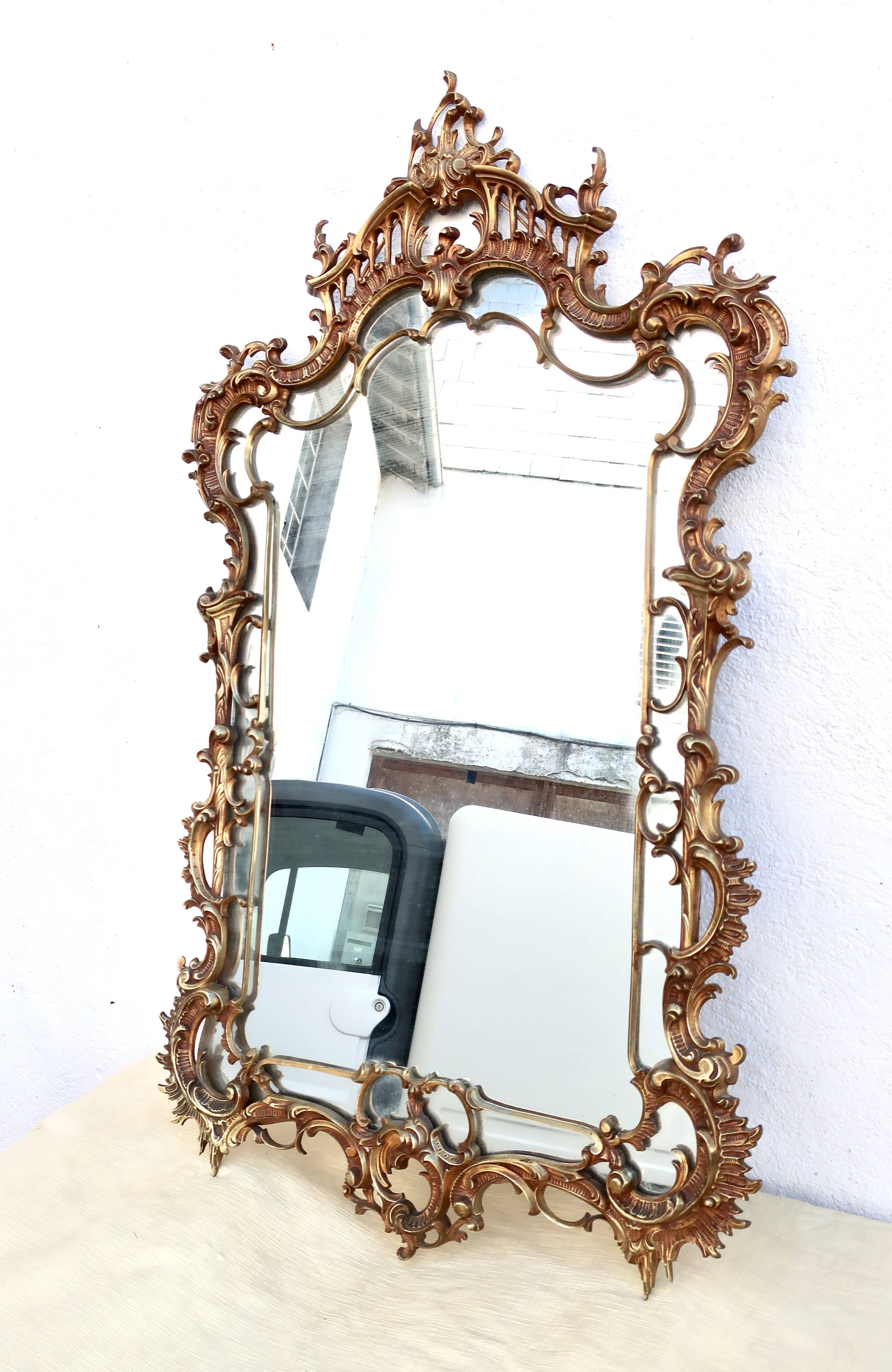 19th century baroque bronze mirror h= 104 cm