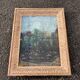 Old large pastel tableau - Scene of a wooded and flowered garden