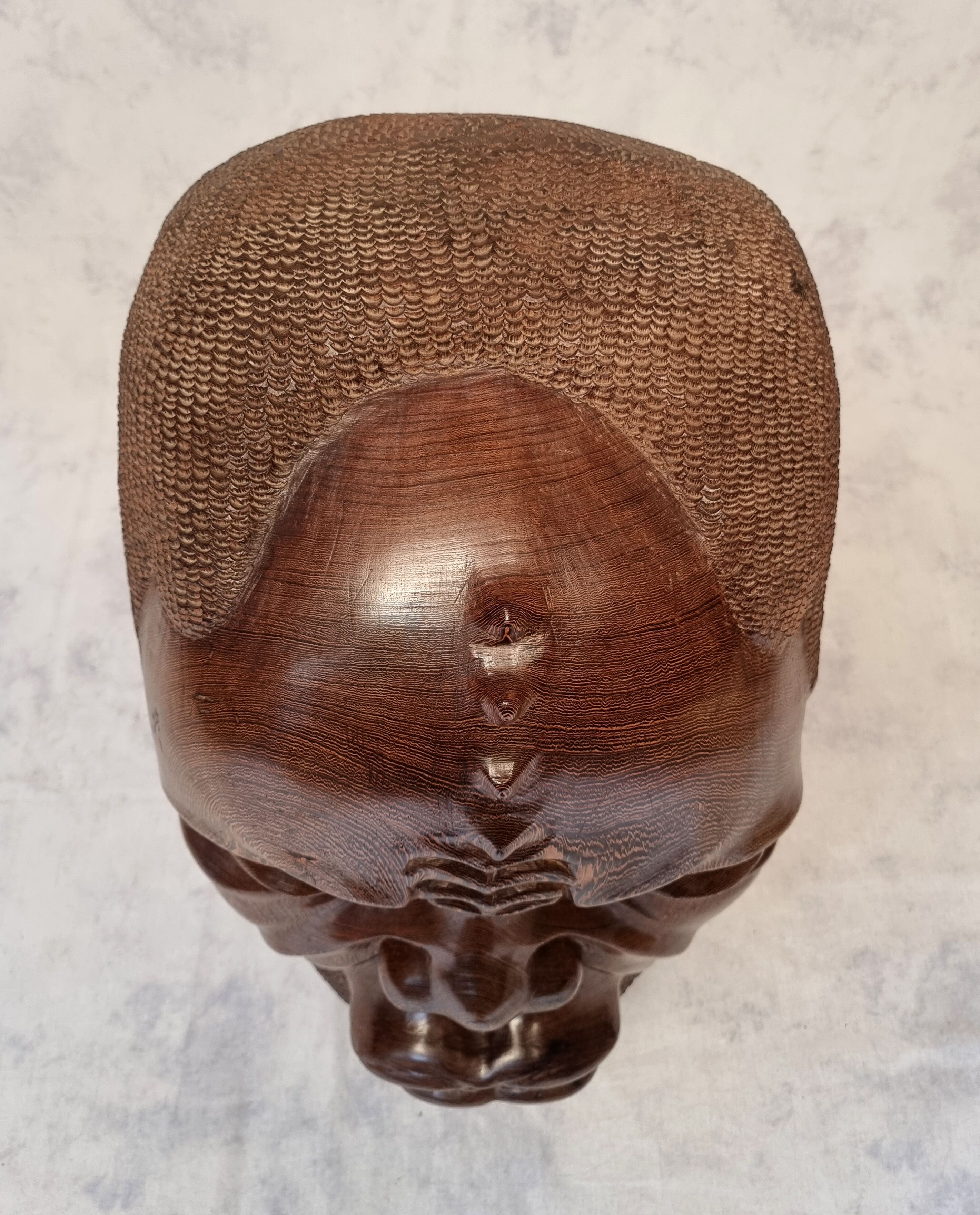 Sculpture of an african head and its base - wenge wood 1960
