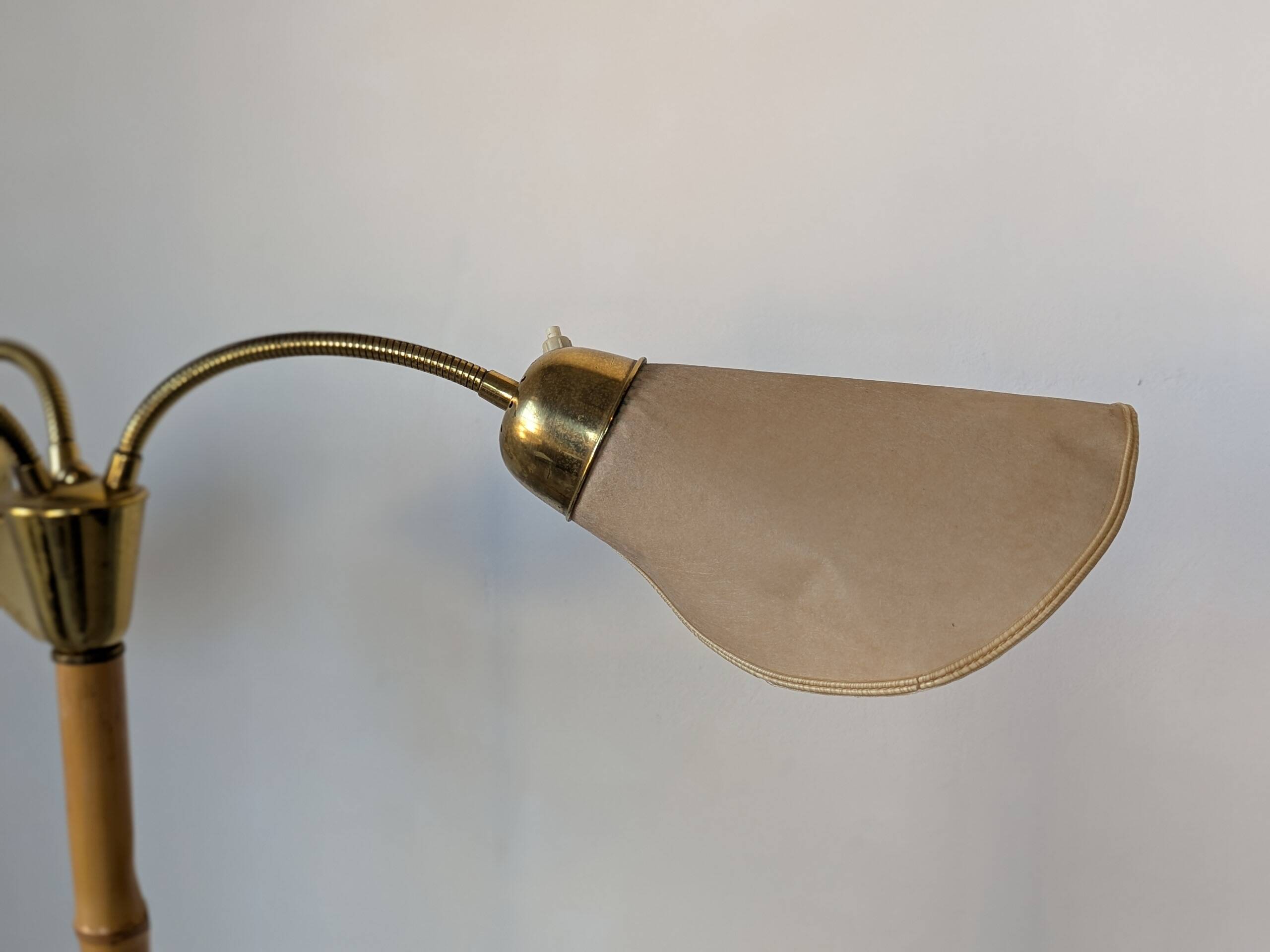 Bamboo and brass floor lamp