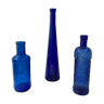 Set of 3 cobalt blue glass bottles
