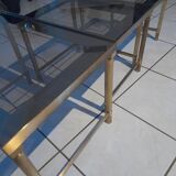 Set of 3 vintage smoked glass nesting tables