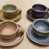 4 cups craft antique pottery