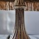 Brass lamp with vintage mother-of-pearl lampshade