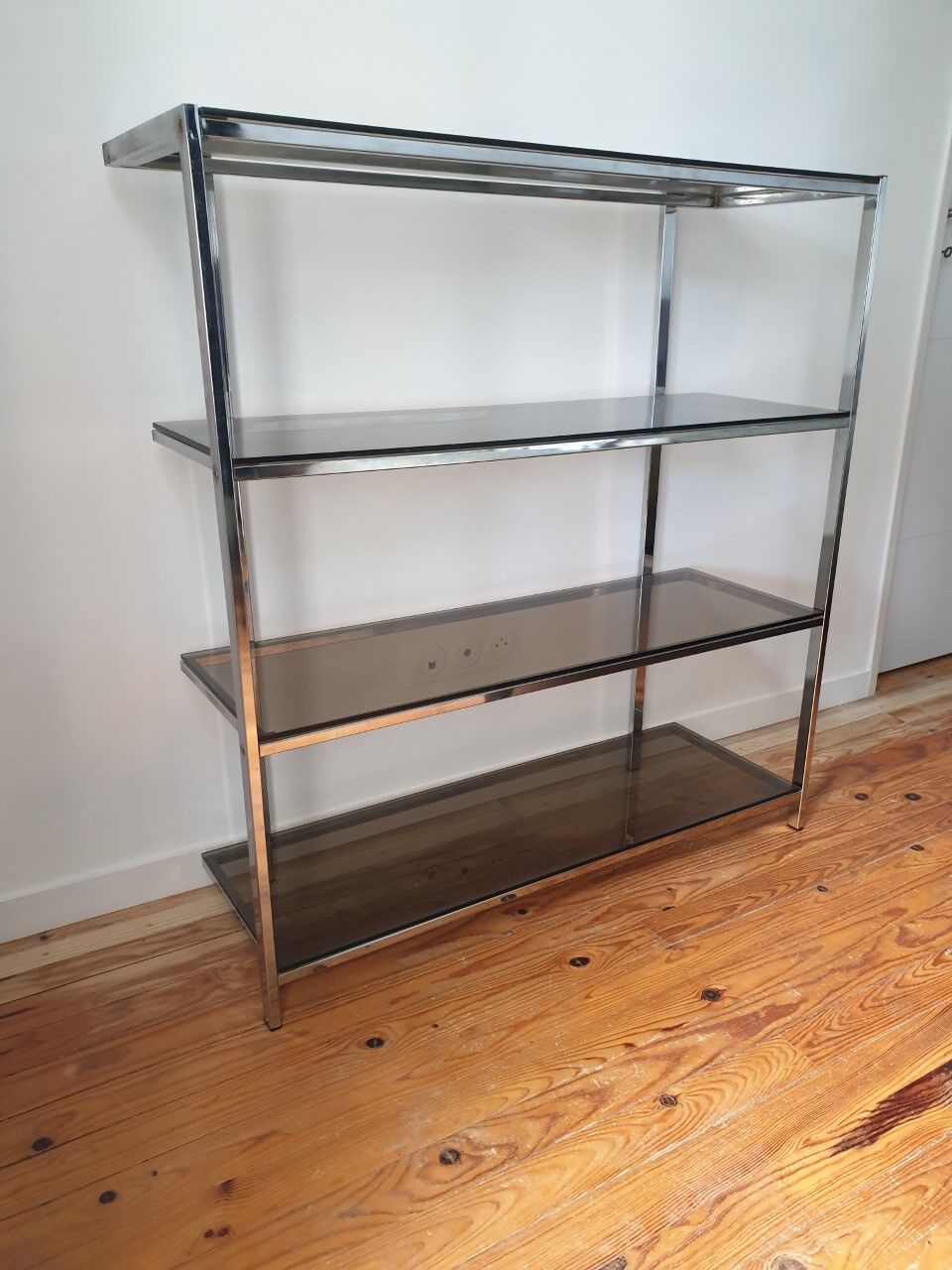 Chrome shelves and smoked glass 70s