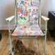 Colorful folding camping chair face pattern 70s