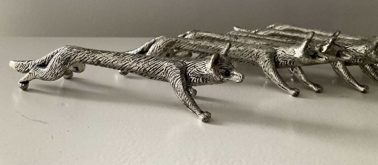 Set of 6 silver-plated fox knife rests