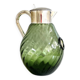 Crystal Glass Decanter, “Kalte Ente”, Vintage Silver-Plated Pitcher