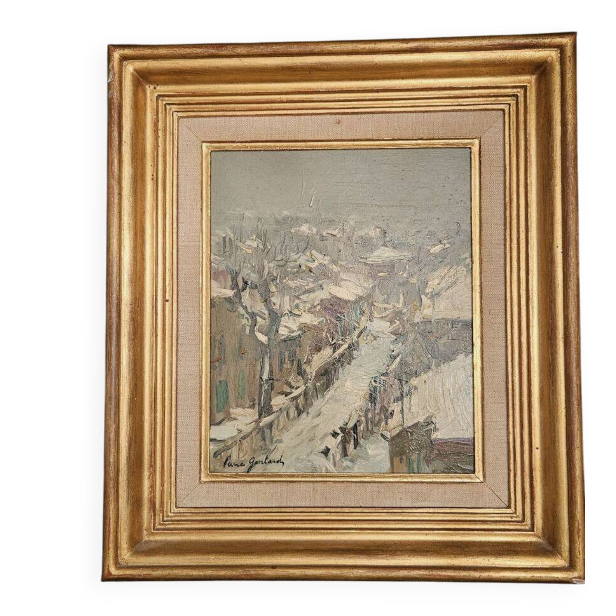 Pierre Gontard - Huile Sur Isorel "Paysage Enneigé"
