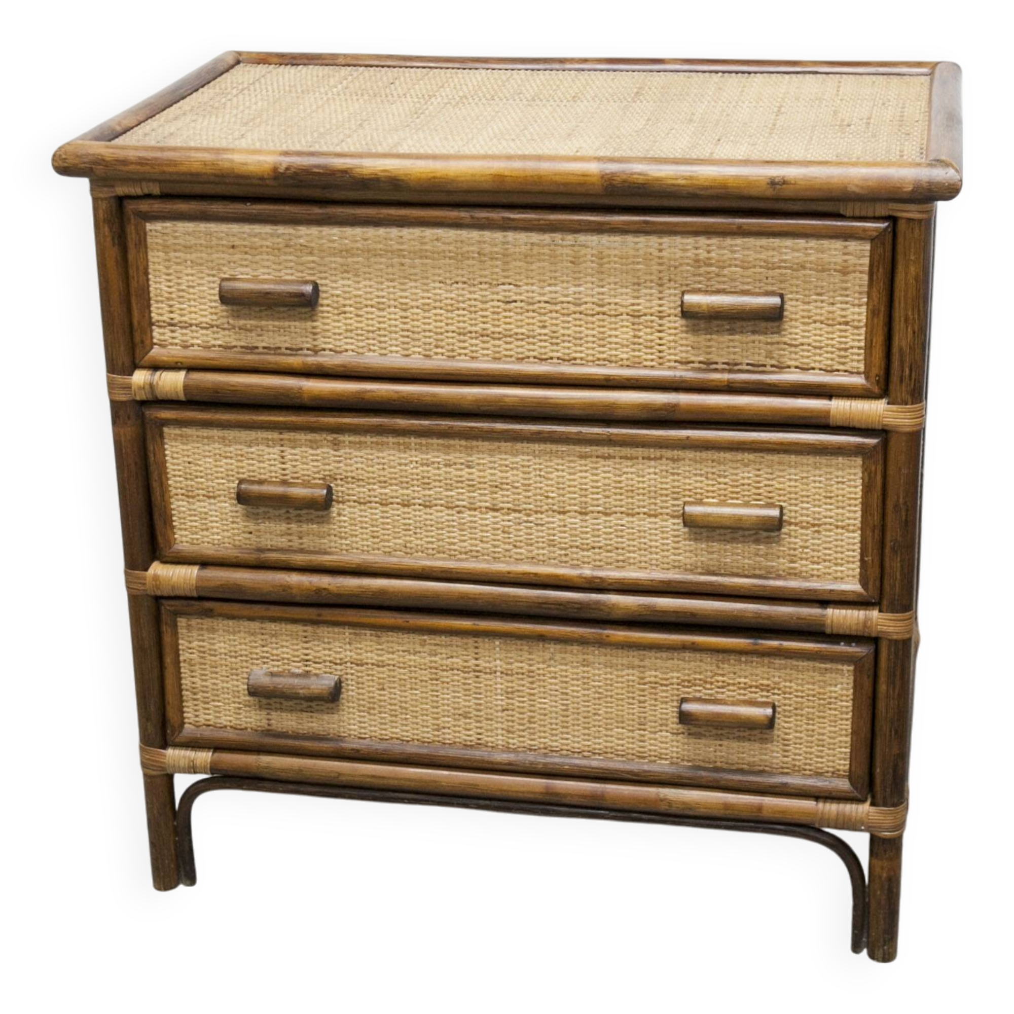 Rattan chest of drawers with 3 drawers