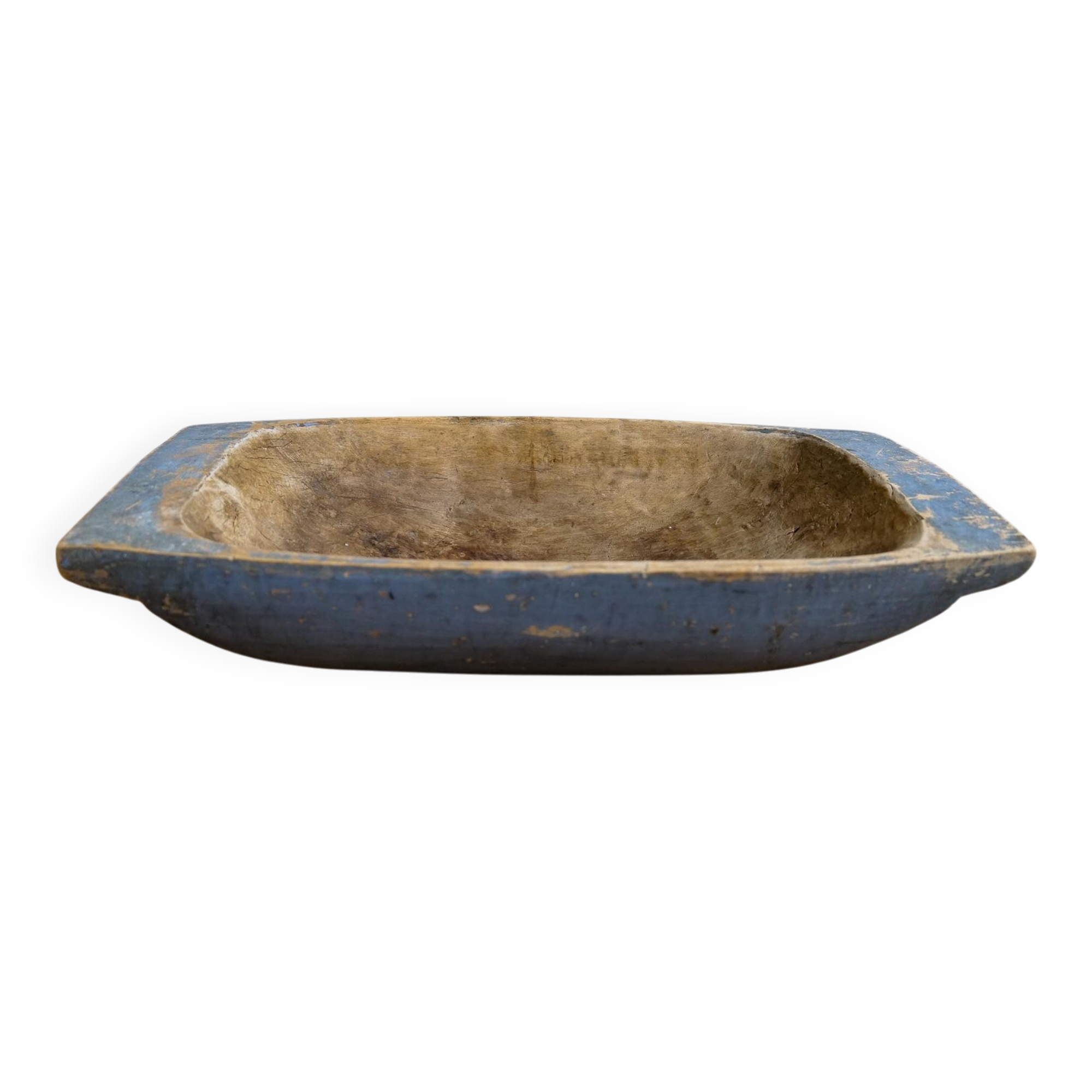 Swedish folk art, large unique blue farmer's bowl from the 19th century.