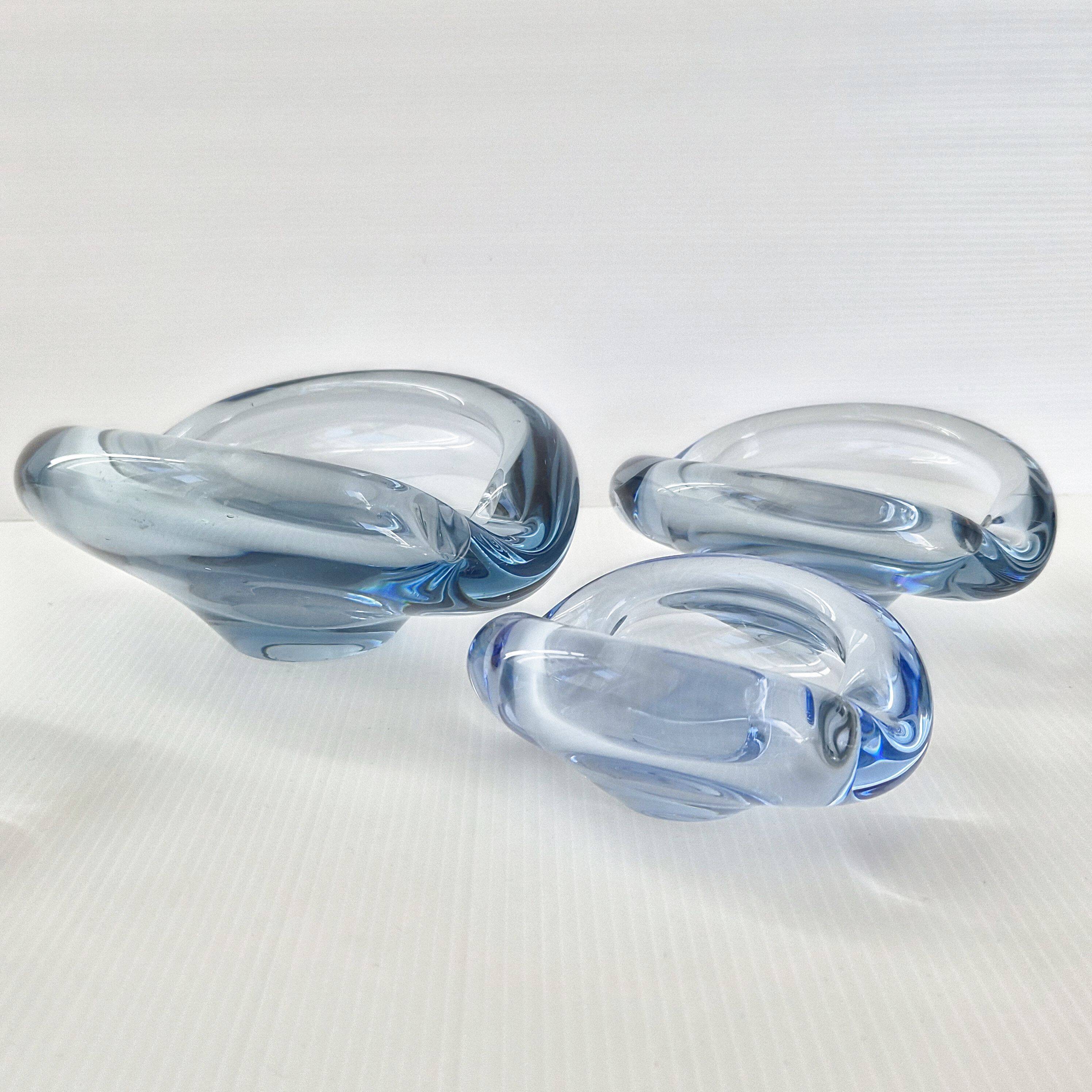 Set of 7 vintage Akva ashtrays by Per Lükten for Holmegaard 1950.