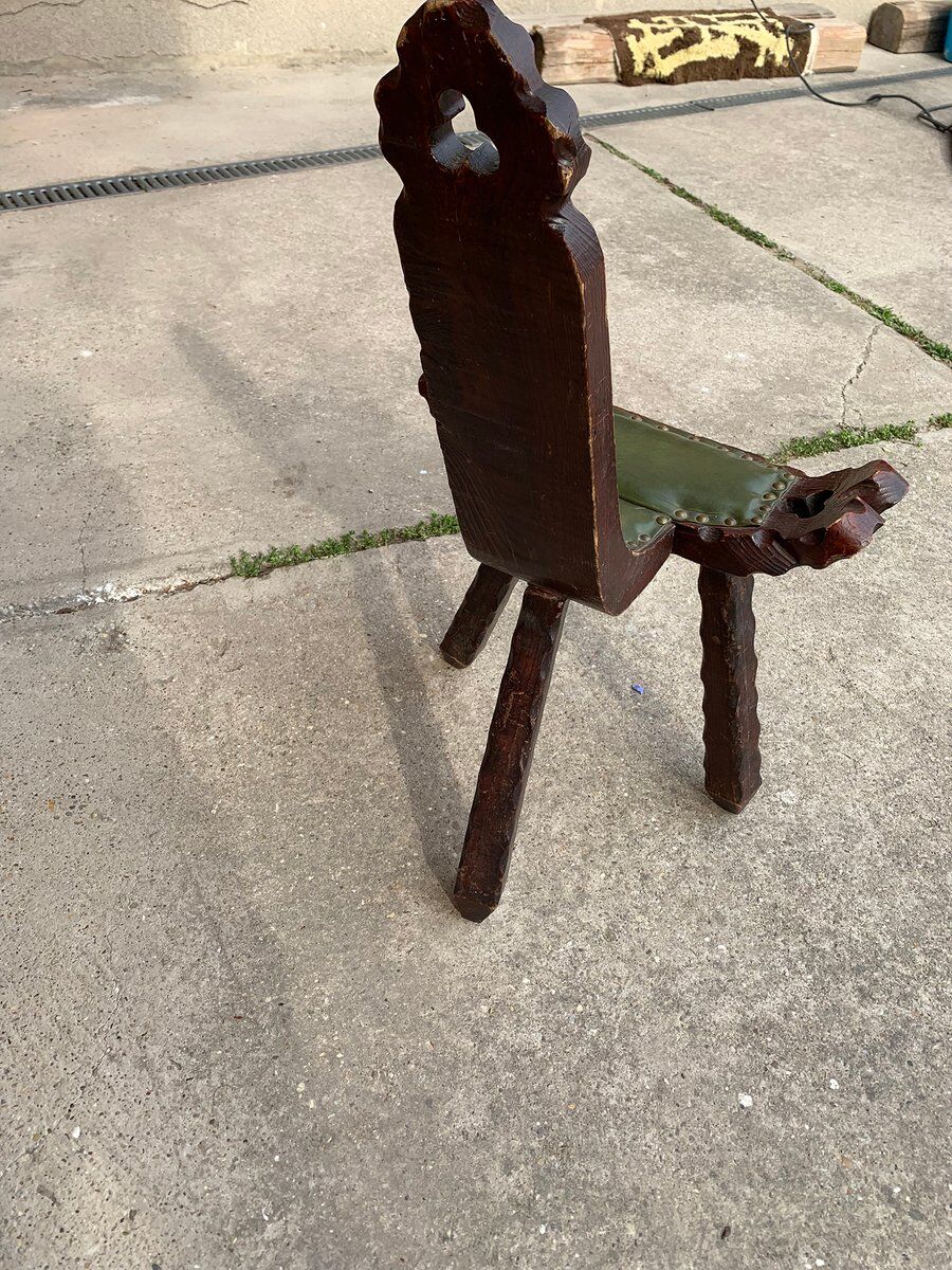 Spanish brutalist chair in wood, 1960s