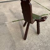 Chaise brutaliste espagnole en bois, années 1960