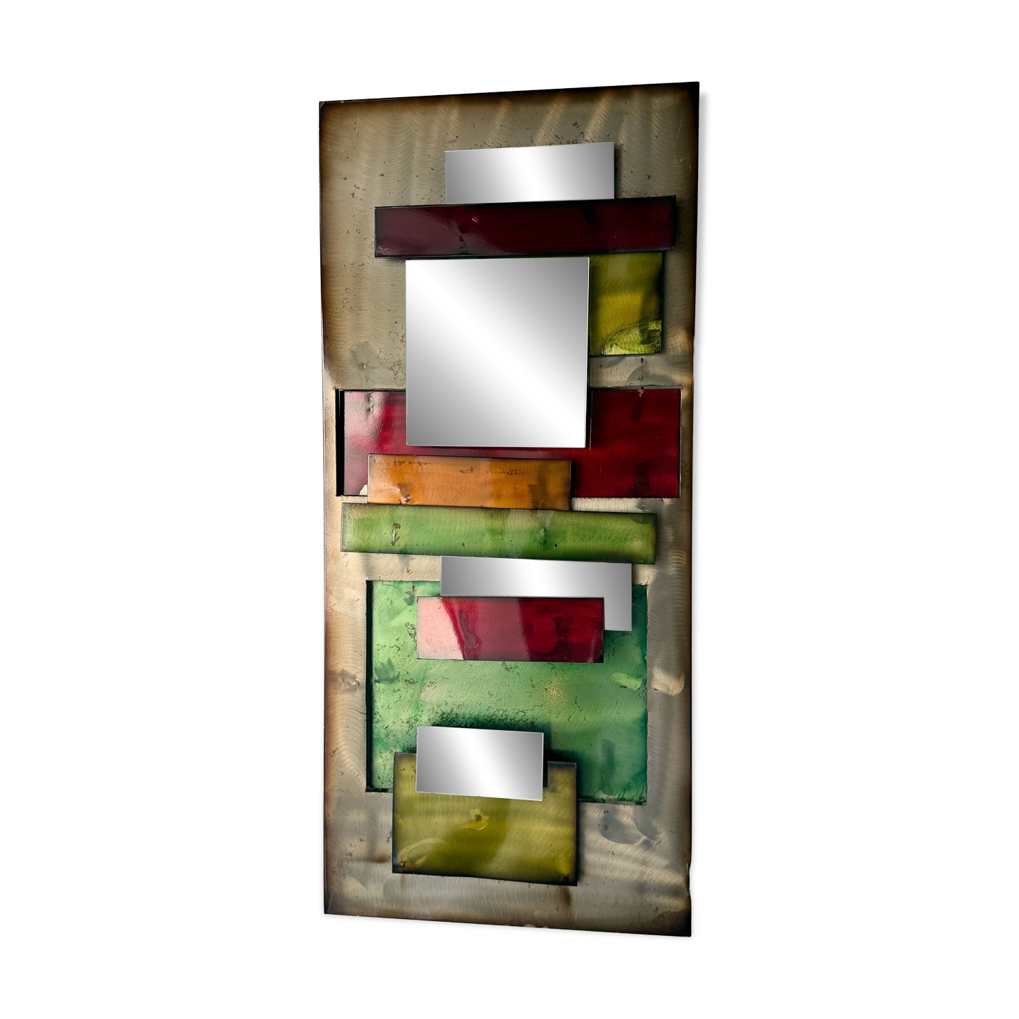Large metal "polychrome" mirror — 1970s