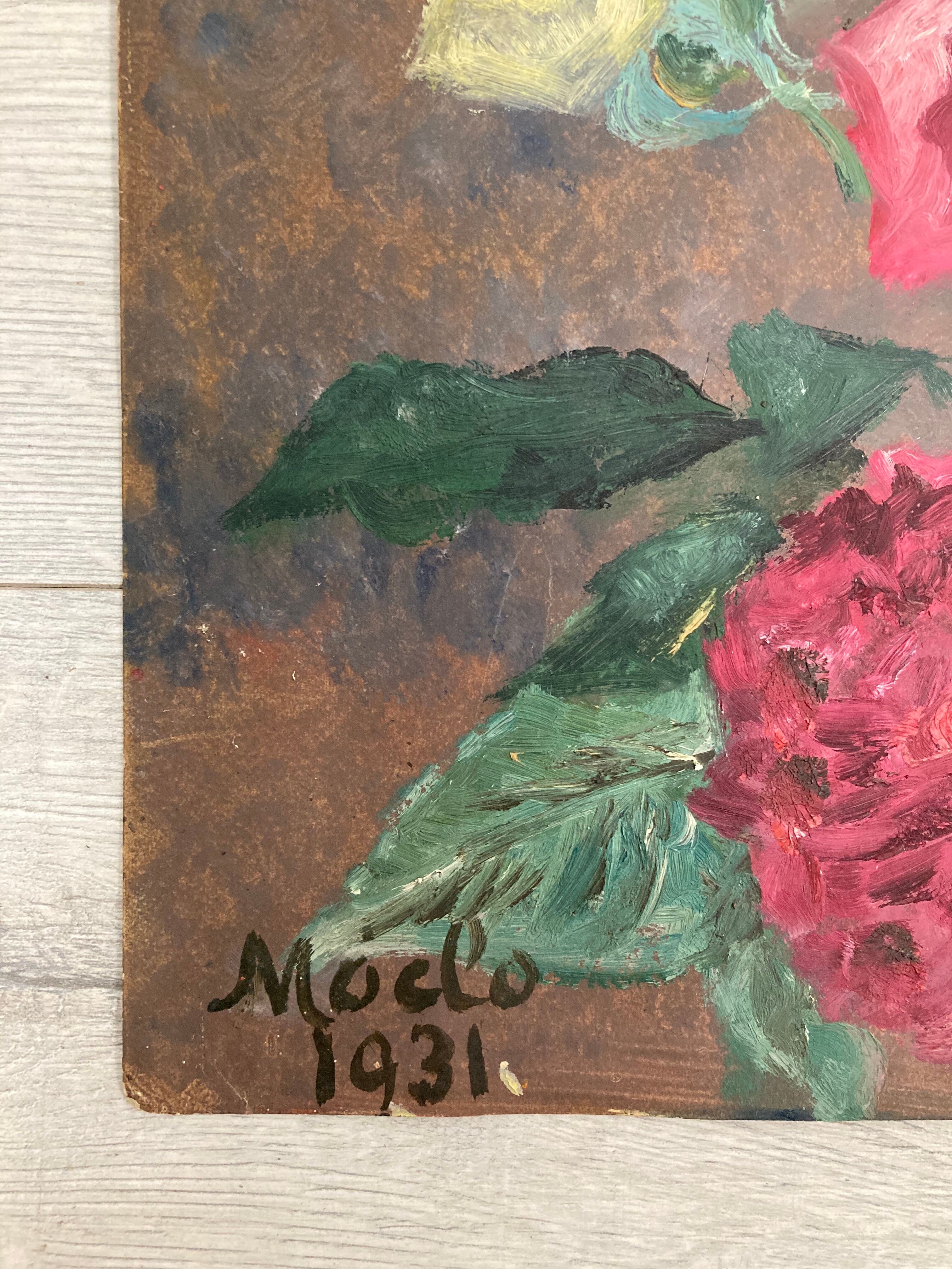 Peinture aux roses vintage