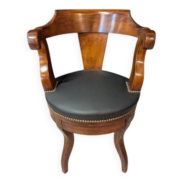 Fauteuil de bureau rotatif en noyer