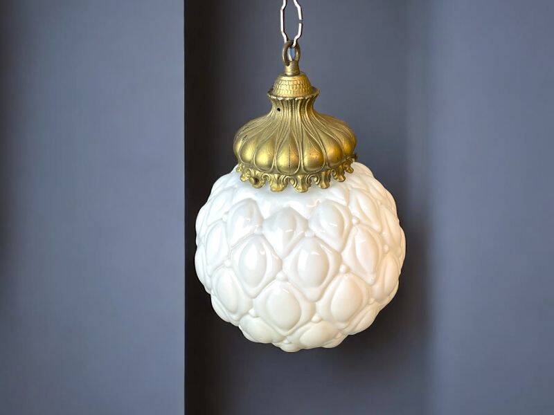 Regency style white glass hanging lamp