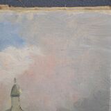 Antoine Burger (1942-2016) L'église - Huile sur toile - Signée