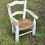 Fauteuil de marais en paille et bois peint pour enfant