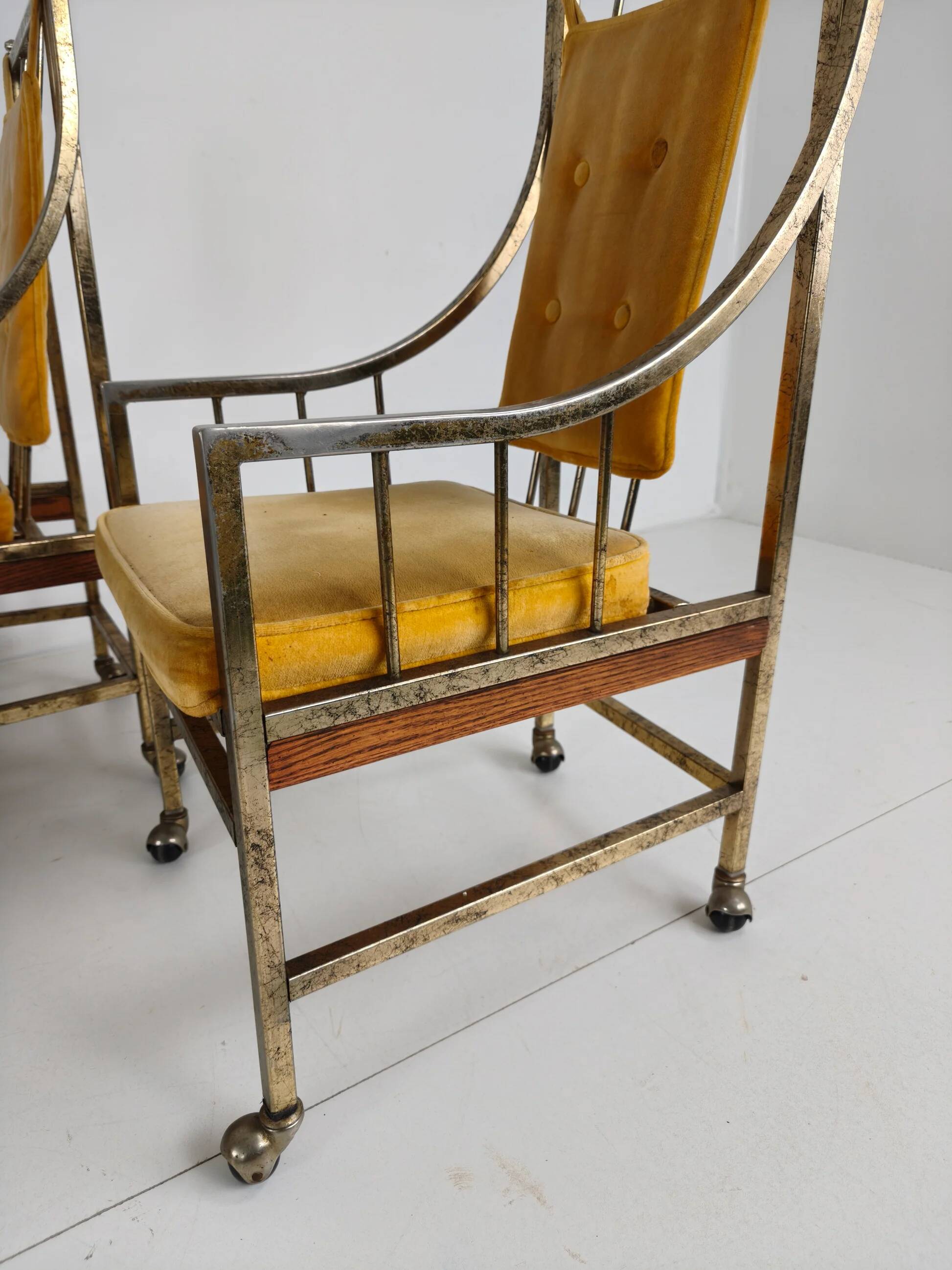 Unique set of mid-century style dining and lounge chairs – gilded, made between 1940-1948 by Flanders Industries Inc, Fort Smith, Arkansas