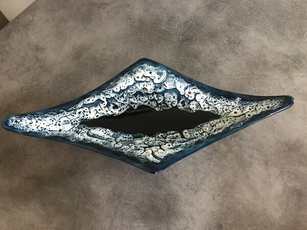 Coupe centre de table en céramique de vallauris fat lava écume de mer 55 cm