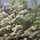 HST painting spring landscape signed vintage 70