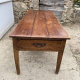 Solid wood farmhouse dining table with 2 drawers early 1900