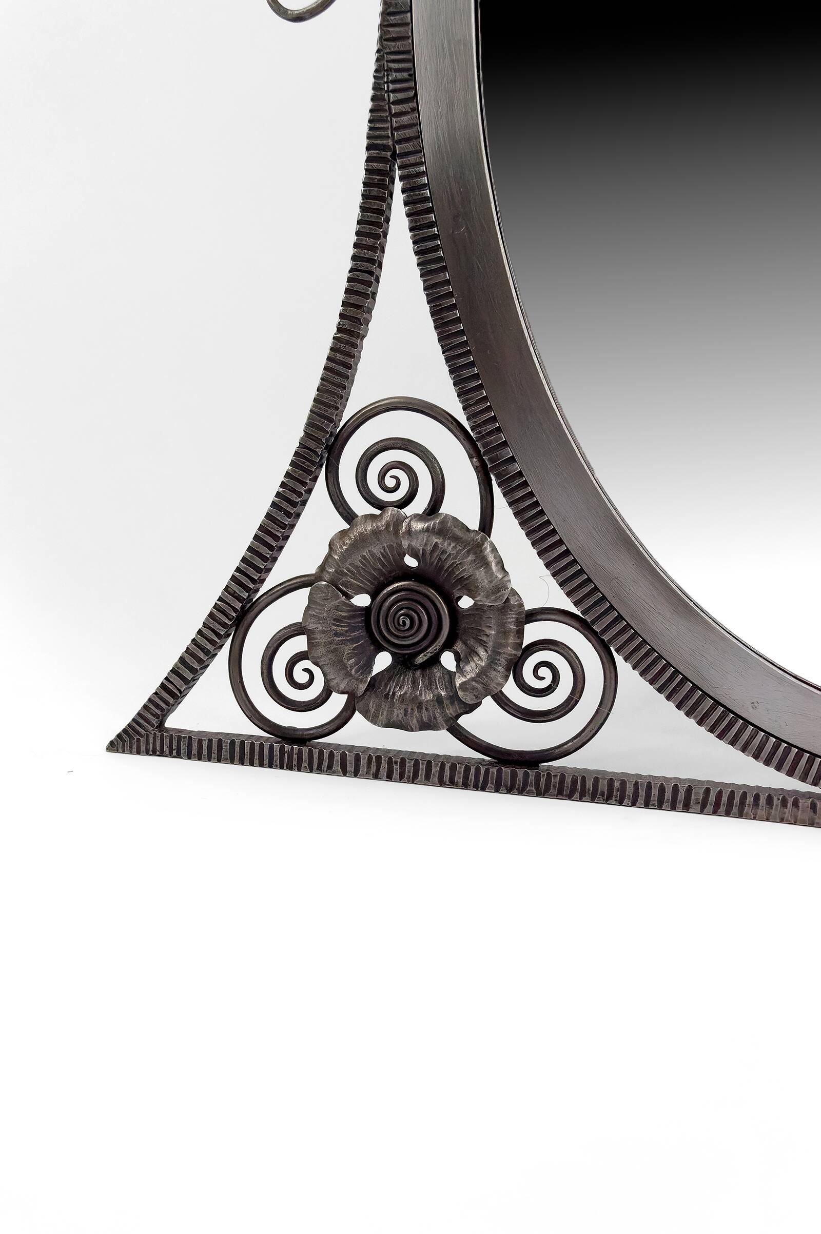 Wrought Iron Mirror, Art Deco, Floral Theme, France, Circa 1920