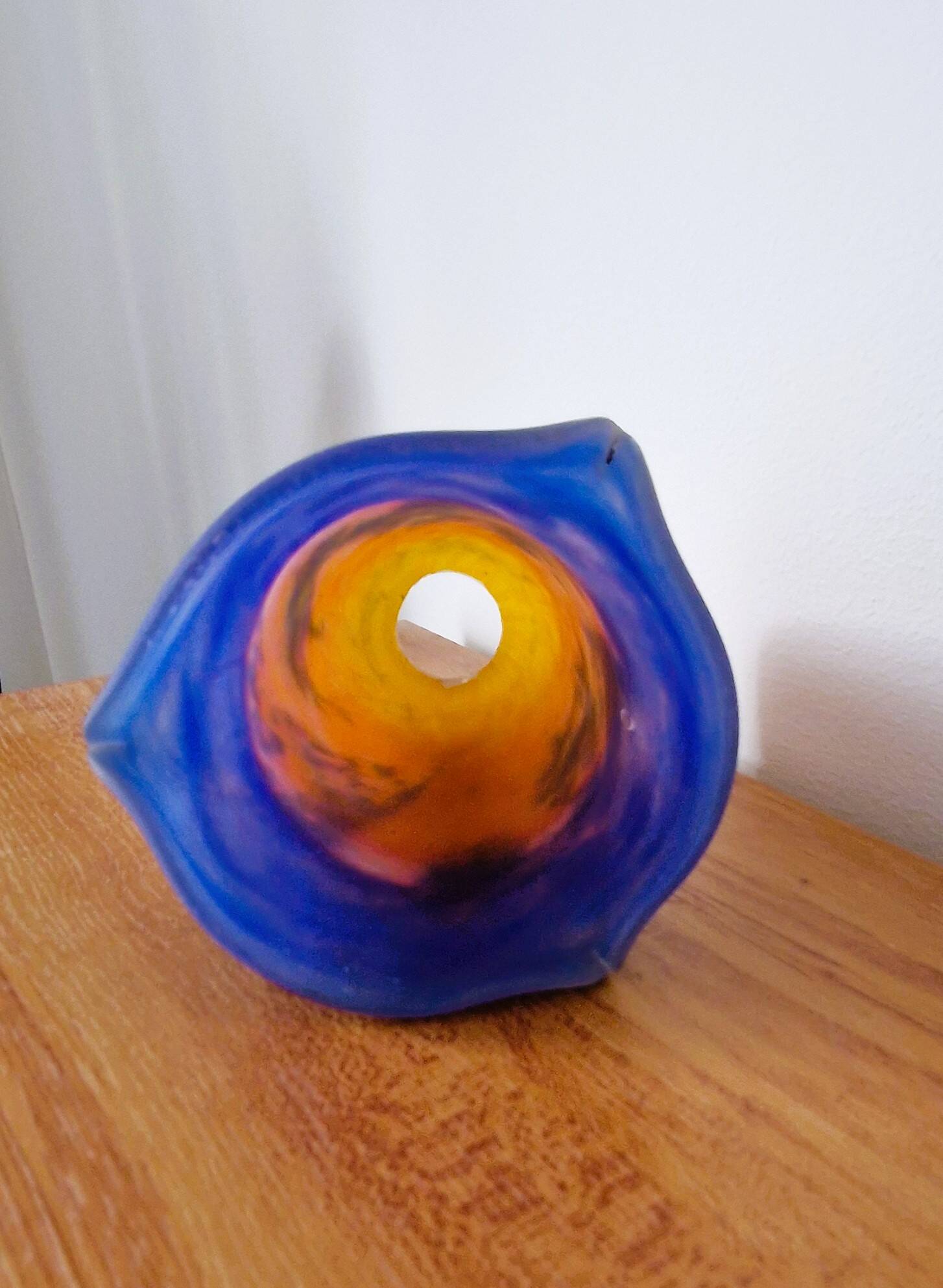 Muller Frères orange and blue glass paste lampshade