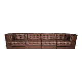 De Sede DS-11 modular sofa in original brown leather, 1970s.