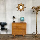 Vintage chest of drawers oak compass feet retro 1950 - 4 drawers