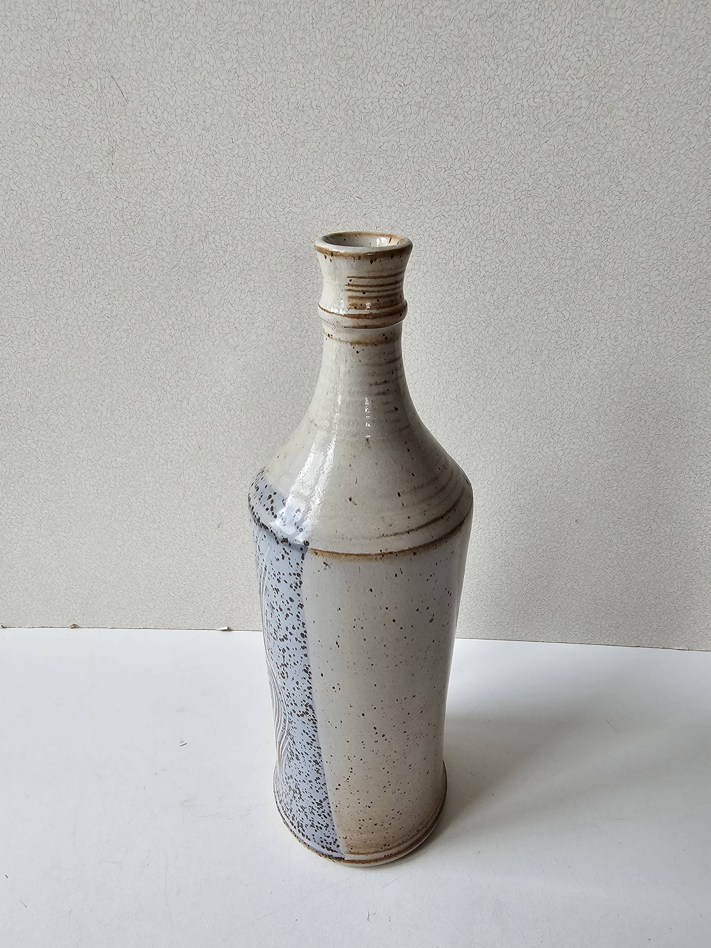Ceramic soliflore vase bottle signed C. Dangon (Salins)