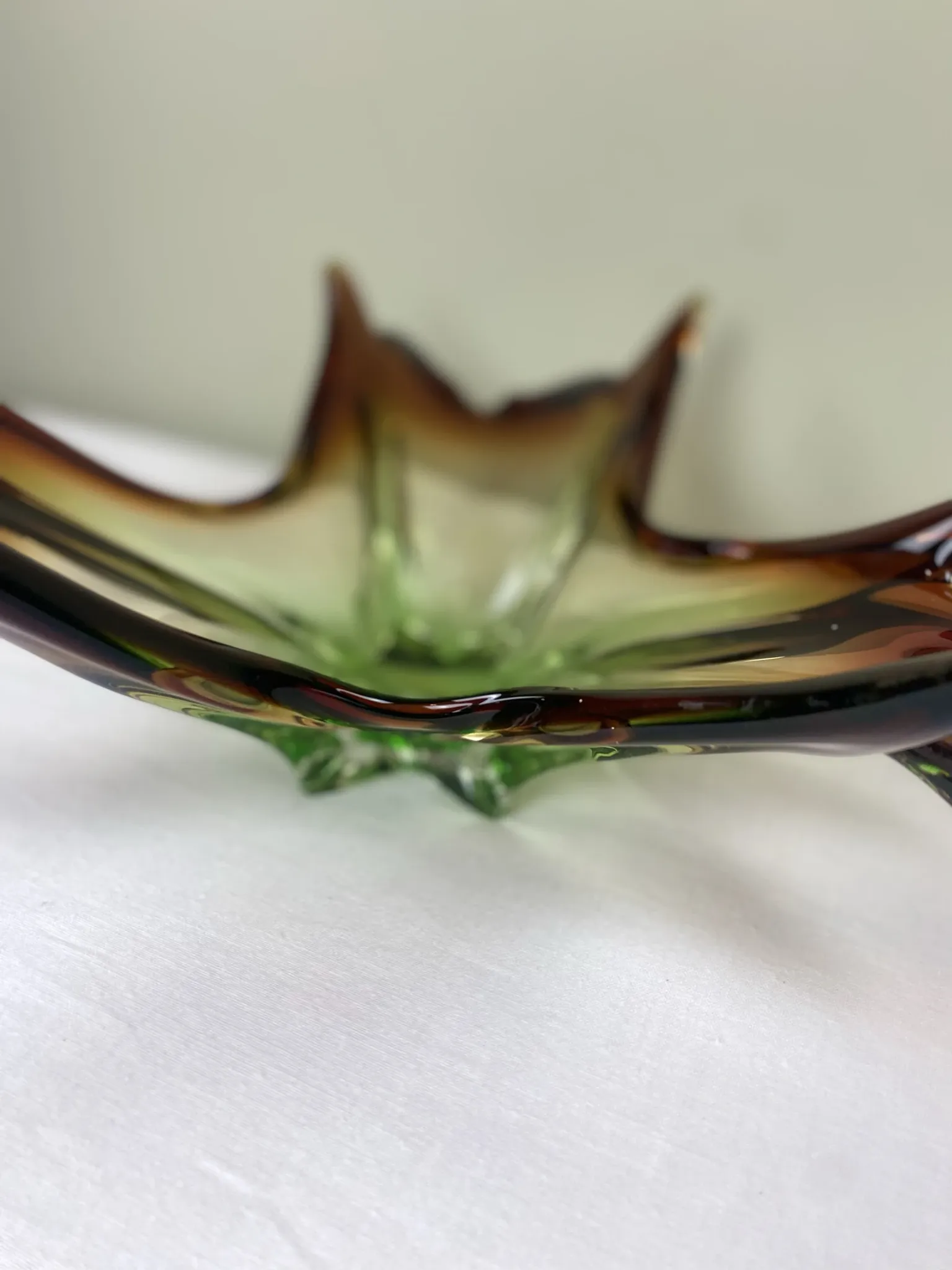 Sculptural blown glass bowl, mid-century.