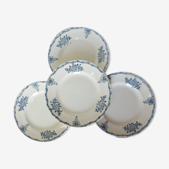 4 assiettes plates en terre de fer de St Amand